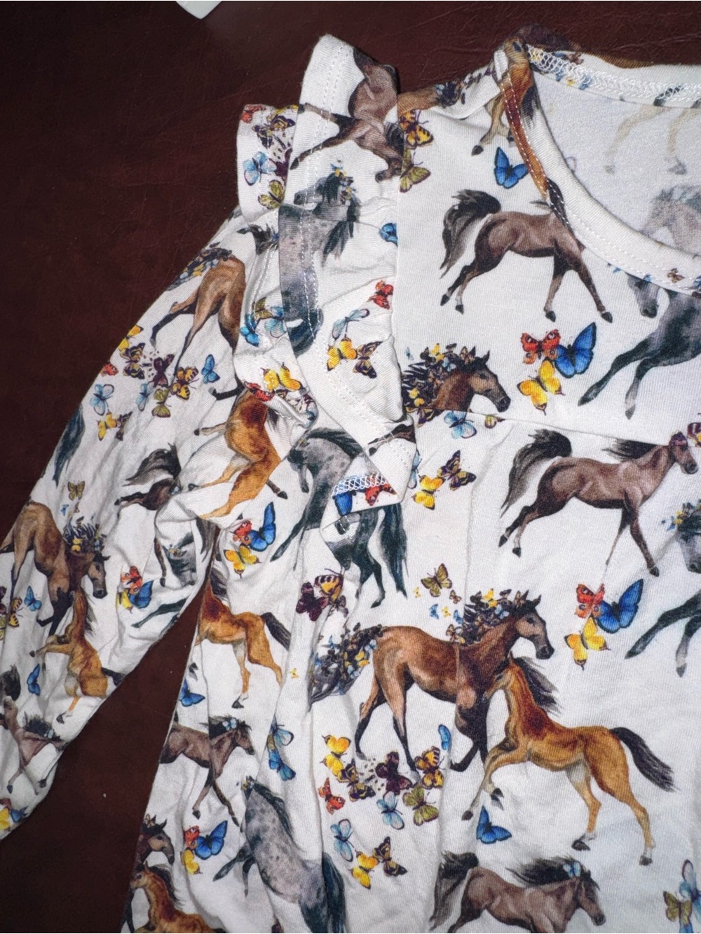 Posh Peanut Claire Horses Butterflies Long Sleeve Ruffle Twirl Dress 5/6T - Picture 4 of 12